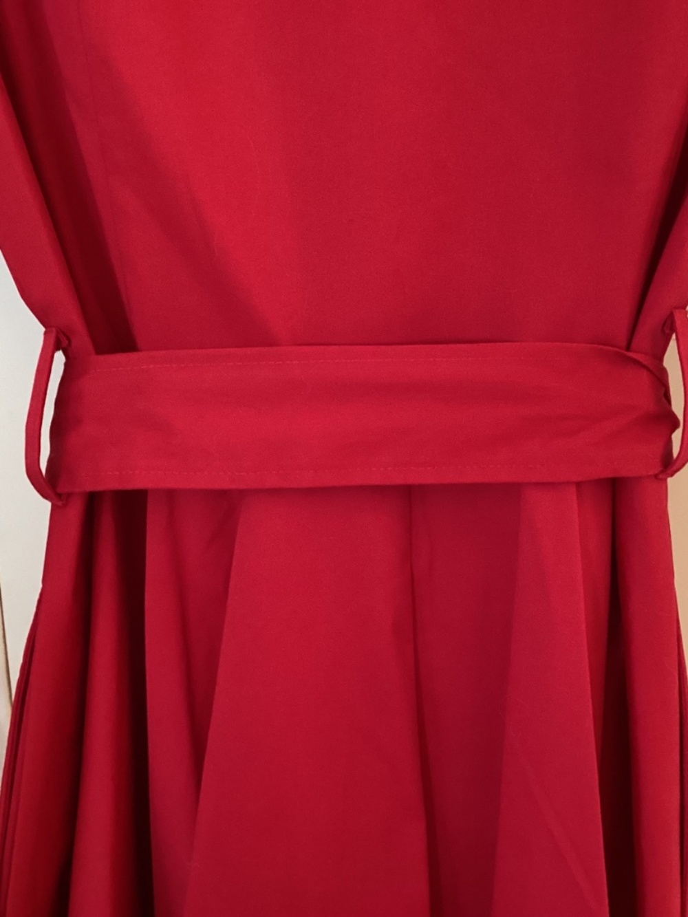 NWOT-BADGLEY MISCHKA - SHIRTWAIST RED COTTON DRESS - SIZE - 8 - Picture 9 of 14